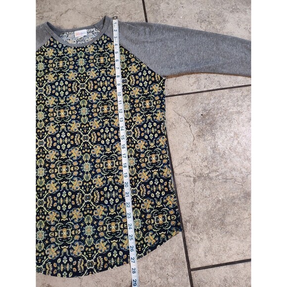 LuLaRoe Randy Raglan Size Medium Orange Green w Grey Sleeves Fast Shipping - Picture 3 of 12